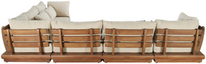 Meridian Furniture Mirella Outdoor 6 Piece Modular Sectional Solid Teak Frame Water Resistant Tan Fabric 111Tan-Sec6A
