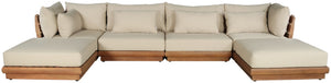 Meridian Furniture Mirella Six Piece Modular Outdoor Sectional with Solid Teak Frame and Plush Cushions 111Tan-Sec6B