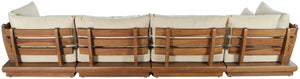 Meridian Furniture Mirella Six Piece Modular Outdoor Sectional with Solid Teak Frame and Plush Cushions 111Tan-Sec6B