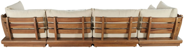 Meridian Furniture Mirella Six Piece Modular Outdoor Sectional with Solid Teak Frame and Plush Cushions 111Tan-Sec6B