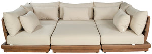Meridian Furniture Mirella 6 Piece Teak Frame Modular Outdoor Sectional with Water Resistant Cushions 111Tan-Sec6C