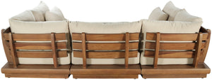 Meridian Furniture Mirella 6 Piece Teak Frame Modular Outdoor Sectional with Water Resistant Cushions 111Tan-Sec6C