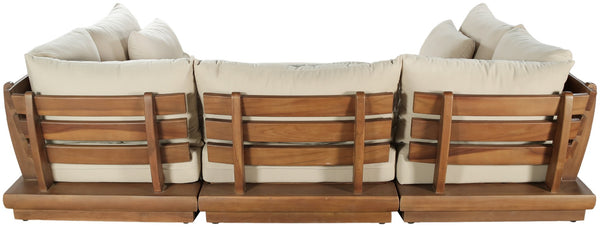 Meridian Furniture Mirella 6 Piece Teak Frame Modular Outdoor Sectional with Water Resistant Cushions 111Tan-Sec6C