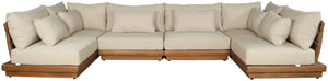 Meridian Furniture Mirella Six Piece Modular Outdoor Sectional Solid Teak Frame Weather Resistant Fabric 111Tan-Sec6D