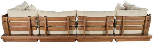 Meridian Furniture Mirella Six Piece Modular Outdoor Sectional Solid Teak Frame Weather Resistant Fabric 111Tan-Sec6D
