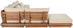 Meridian Furniture Mirella Six Piece Teak Modular Outdoor Sectional with Water Resistant Cushions 111Tan-Sec6E