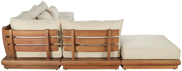 Meridian Furniture Mirella Six Piece Teak Modular Outdoor Sectional with Water Resistant Cushions 111Tan-Sec6E