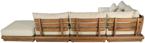 Meridian Furniture Mirella Six Piece Teak Modular Outdoor Sectional with Water Resistant Cushions 111Tan-Sec6E