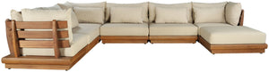 Meridian Furniture Mirella 7 Piece Teak Outdoor Modular Sectional with Water Resistant Fabric Cushions 111Tan-Sec7A