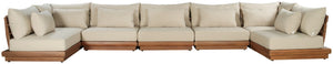 Meridian Furniture Mirella 7 Piece Teak Outdoor Modular Sectional with Water Resistant Plush Cushions 111Tan-Sec7B