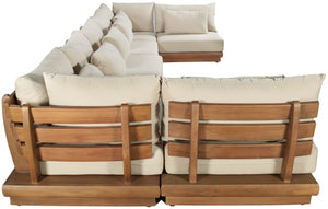 Meridian Furniture Mirella 7 Piece Teak Outdoor Modular Sectional with Water Resistant Plush Cushions 111Tan-Sec7B