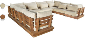 Meridian Furniture Mirella Teak Frame Outdoor Modular Sectional with Plush Resort Style Patio Seating 111Tan-Sec8A