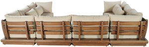 Meridian Furniture Mirella Teak Frame Outdoor Modular Sectional with Plush Resort Style Patio Seating 111Tan-Sec8A