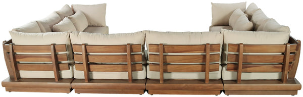 Meridian Furniture Mirella Teak Frame Outdoor Modular Sectional with Plush Resort Style Patio Seating 111Tan-Sec8A