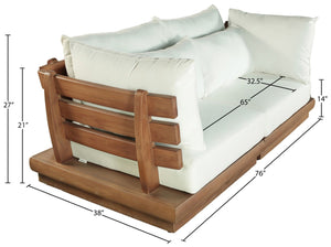 Meridian Furniture Mirella Outdoor Modular Sofa Solid Teak Frame Water Resistant Fabric Resort Patio 111White-S2A