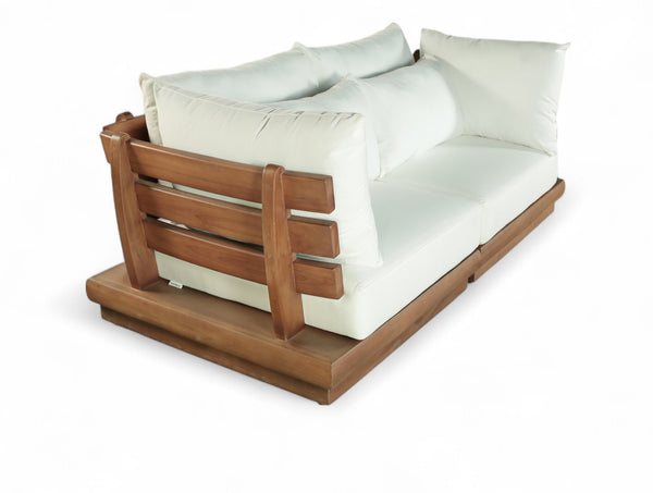 Meridian Furniture Mirella Outdoor Modular Sofa Solid Teak Frame Water Resistant Fabric Resort Patio 111White-S2A