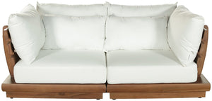 Meridian Furniture Mirella Outdoor Modular Sofa Solid Teak Frame Water Resistant Fabric Resort Patio 111White-S2A