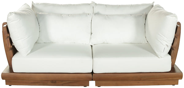 Meridian Furniture Mirella Outdoor Modular Sofa Solid Teak Frame Water Resistant Fabric Resort Patio 111White-S2A