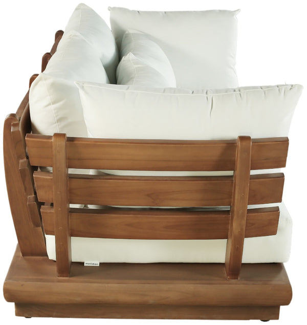 Meridian Furniture Mirella Outdoor Modular Sofa Solid Teak Frame Water Resistant Fabric Resort Patio 111White-S2A