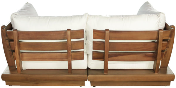 Meridian Furniture Mirella Outdoor Modular Sofa Solid Teak Frame Water Resistant Fabric Resort Patio 111White-S2A