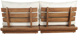 Meridian Furniture Mirella Teak Frame Outdoor Modular Sofa with Water Resistant Cushions for Patio Lounging 111White-S2B