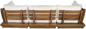 Meridian Furniture Mirella Solid Teak Frame Outdoor Modular Sofa with Plush Water Resistant Cushions for Patio Off-White 3pc. 113" W - A 111White-S3A