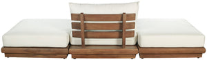 Meridian Furniture Mirella Solid Teak Frame Outdoor Modular Sofa with Plush Water Resistant Cushions for Patio Off-White 3pc. 111" W - B 111White-S3C
