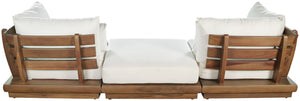 Meridian Furniture Mirella Solid Teak Frame Outdoor Modular Sofa with Plush Water Resistant Cushions for Patio Off-White 3pc. 113" W - B 111White-S3E