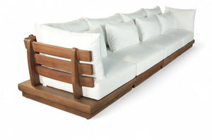 Meridian Furniture Mirella Solid Teak Frame Outdoor Modular Sofa with Plush Water Resistant Cushions for Patio Off-White 4pc. 150" W 111White-S4A