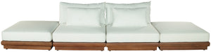 Meridian Furniture Mirella Solid Teak Frame Outdoor Modular Sofa with Plush Water Resistant Cushions for Patio Off-White 4pc. 148" W - B 111White-S4C