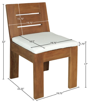 Meridian Furniture Mirella Solid Teak Outdoor Dining Chair with Water Resistant Upholstered Seat for Patio Use Off-White 111White-SC
