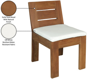 Meridian Furniture Mirella Solid Teak Outdoor Dining Chair with Water Resistant Upholstered Seat for Patio Use Off-White 111White-SC