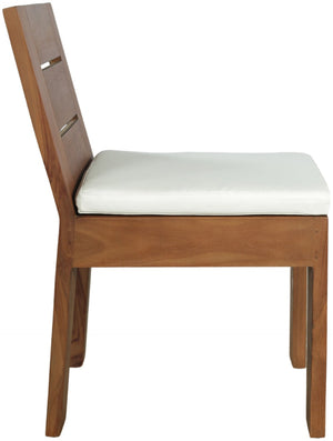 Meridian Furniture Mirella Solid Teak Outdoor Dining Chair with Water Resistant Upholstered Seat for Patio Use Off-White 111White-SC