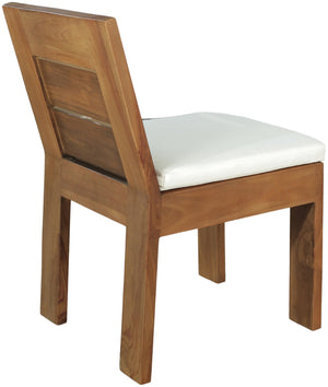 Meridian Furniture Mirella Solid Teak Outdoor Dining Chair with Water Resistant Upholstered Seat for Patio Use Off-White 111White-SC