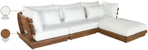 Meridian Furniture Mirella Solid Teak Outdoor Modular Sectional with Water Resistant Cushions Resort Style 111White-Sec4A