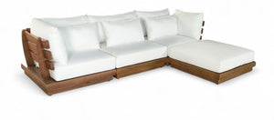 Meridian Furniture Mirella Solid Teak Outdoor Modular Sectional with Water Resistant Cushions Resort Style 111White-Sec4A