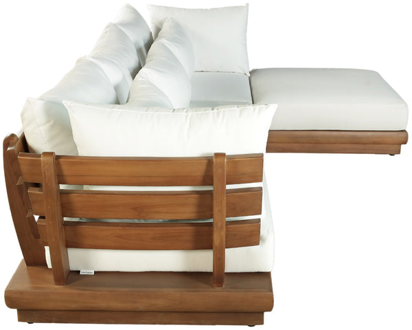 Meridian Furniture Mirella Solid Teak Outdoor Modular Sectional with Water Resistant Cushions Resort Style 111White-Sec4A