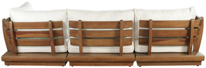 Meridian Furniture Mirella Solid Teak Outdoor Modular Sectional with Water Resistant Cushions Resort Style 111White-Sec4A