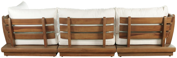 Meridian Furniture Mirella Solid Teak Outdoor Modular Sectional with Water Resistant Cushions Resort Style 111White-Sec4A