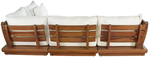 Meridian Furniture Mirella Solid Teak Outdoor Modular Sectional with Water Resistant Plush Cushions 111White-Sec4B