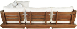Meridian Furniture Mirella Four Piece Outdoor Modular Sectional Solid Teak Frame Resort Patio Seating 111White-Sec4C