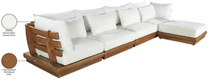 Meridian Furniture Mirella Teak Outdoor Modular Sectional with Weather Resistant Cushions Resort Style 111White-Sec5A