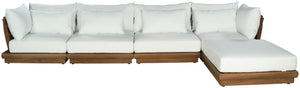 Meridian Furniture Mirella Teak Outdoor Modular Sectional with Weather Resistant Cushions Resort Style 111White-Sec5A