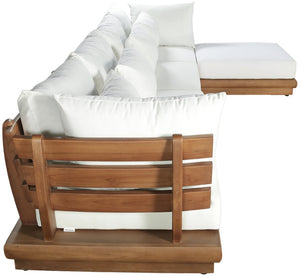 Meridian Furniture Mirella Teak Outdoor Modular Sectional with Weather Resistant Cushions Resort Style 111White-Sec5A