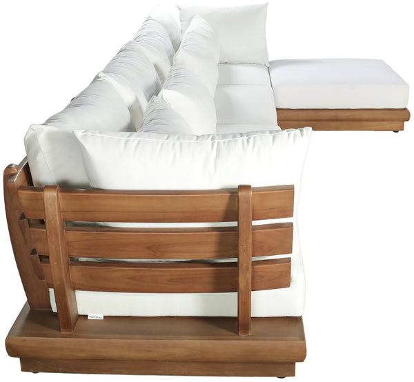 Meridian Furniture Mirella Teak Outdoor Modular Sectional with Weather Resistant Cushions Resort Style 111White-Sec5A
