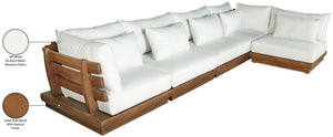 Meridian Furniture Mirella Outdoor Modular Sectional Solid Teak Frame Resort Style Patio Seating 111White-Sec5B