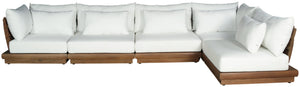 Meridian Furniture Mirella Outdoor Modular Sectional Solid Teak Frame Resort Style Patio Seating 111White-Sec5B