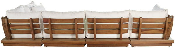 Meridian Furniture Mirella Outdoor Modular Sectional Solid Teak Frame Resort Style Patio Seating 111White-Sec5B
