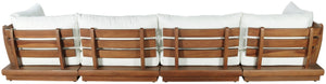 Meridian Furniture Mirella Six Piece Modular Outdoor Sectional with Teak Frame and Resort Style Cushions 111White-Sec6B