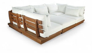 Meridian Furniture Mirella Six Piece Outdoor Modular Sectional Solid Teak Frame Water Resistant Fabric 111White-Sec6C